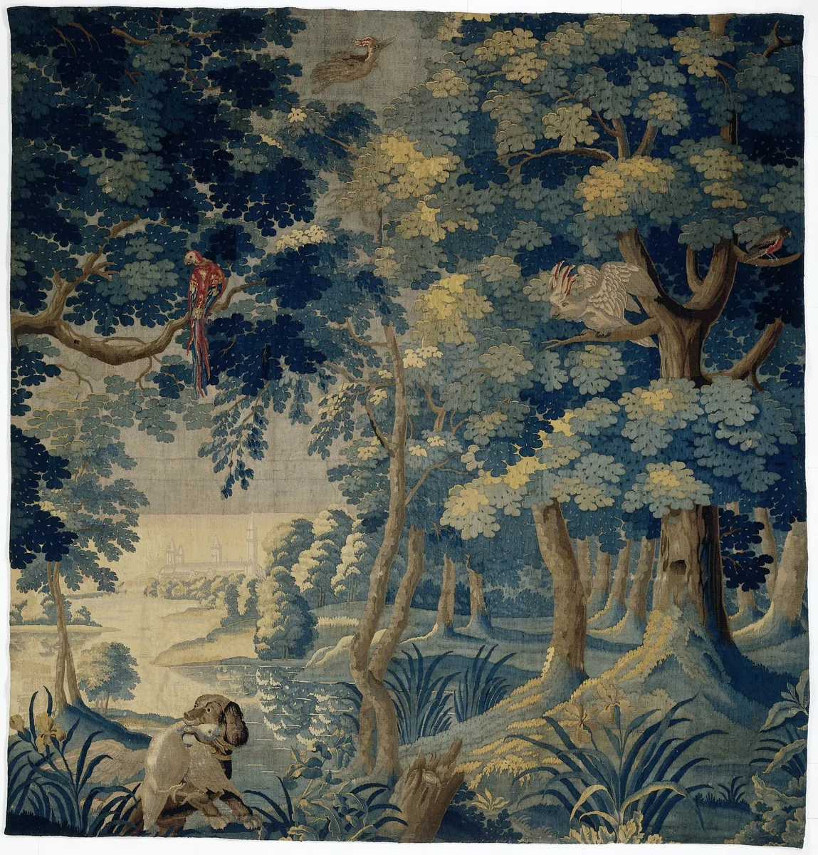 Landschapsverdure (fragment) by anonymous, textile, 1660-1700