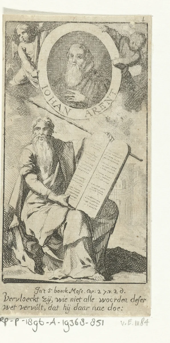 Mozes met de tafelen der wet by Jan Luyken, print, 1691