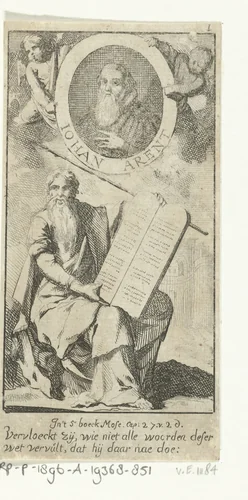 Mozes met de tafelen der wet by Jan Luyken, print, 1691