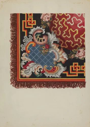 Corner of Needlepoint Cushion by Natalie Simon, index of american design, 1936