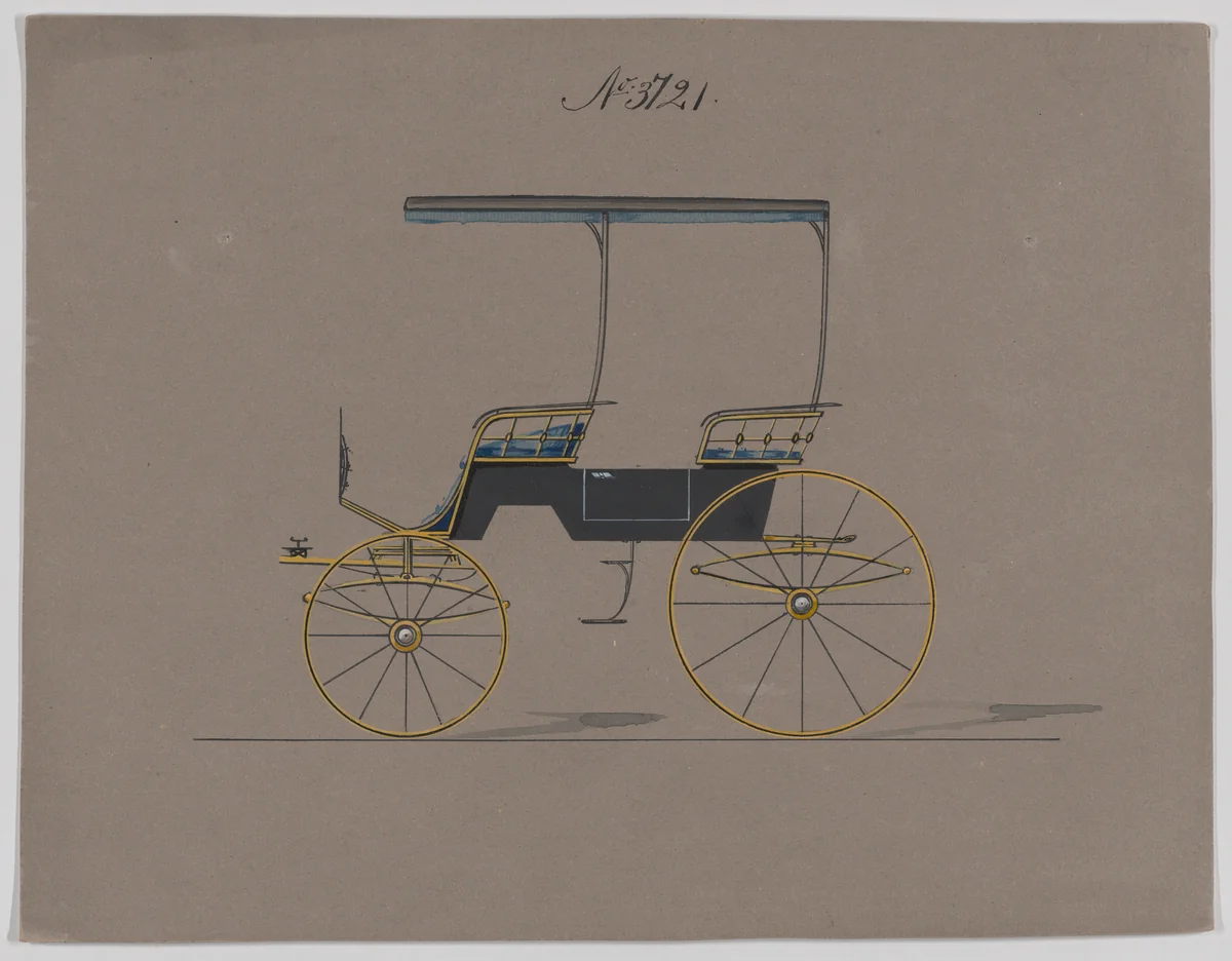 Design for Canopy Top Phaeton, no. 3721 by Brewster & Co., drawing, 1881