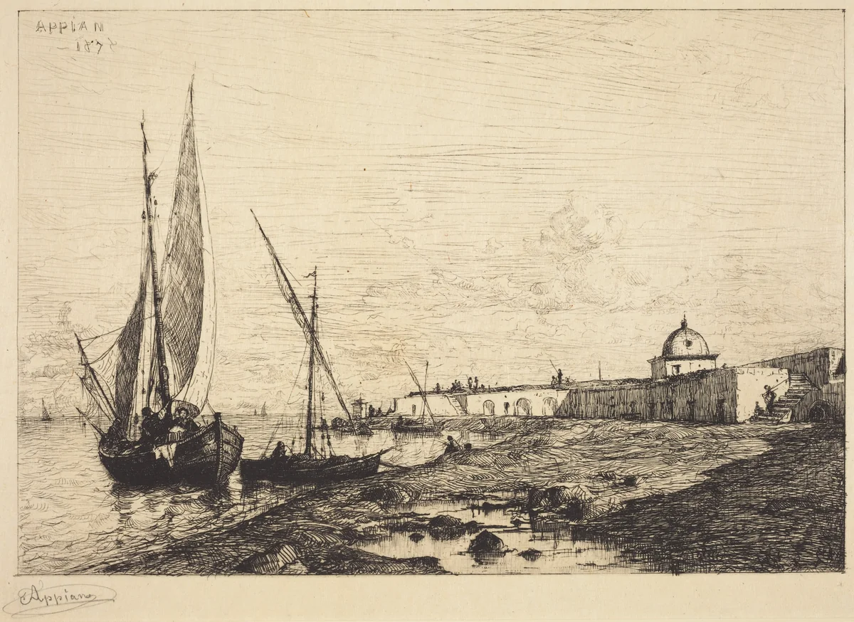 Port of San Remo by Adolphe Appian, print, 1878