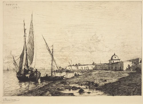 Port of San Remo by Adolphe Appian, print, 1878