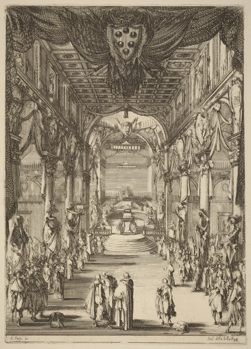 Funeral of Prince Francesco de Medici by Stefano della Bella, print, 1610-1664