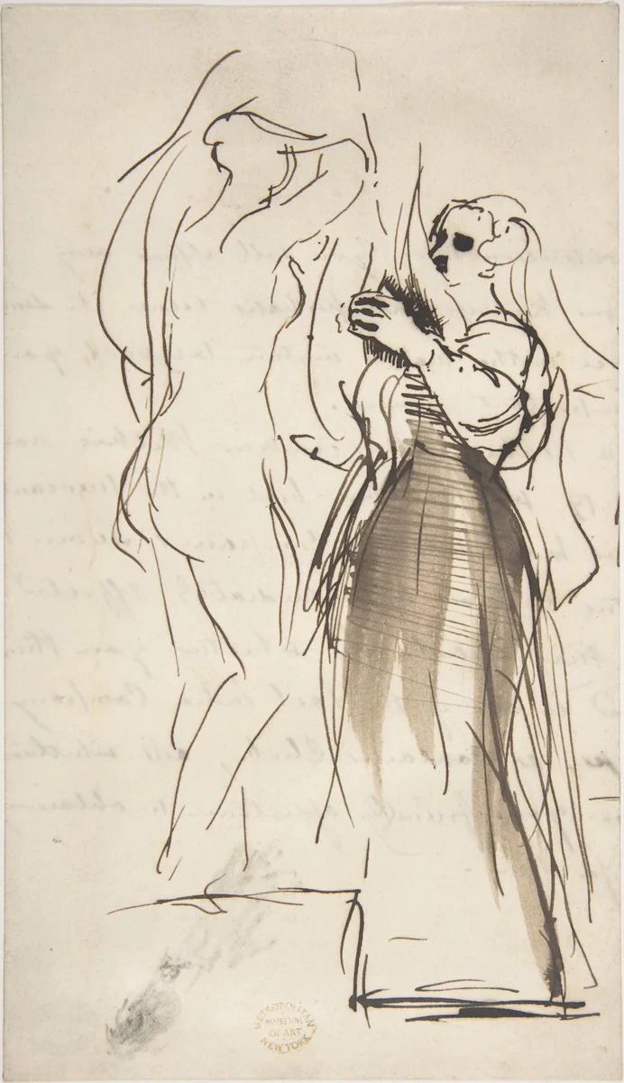 Studies for "The Bride at Her Toilet on the Day of Her Wedding" by Sir David Wilkie, drawing, 1833-1838
