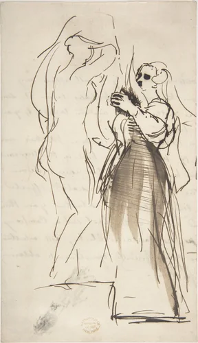 Studies for "The Bride at Her Toilet on the Day of Her Wedding" by Sir David Wilkie, drawing, 1833-1838