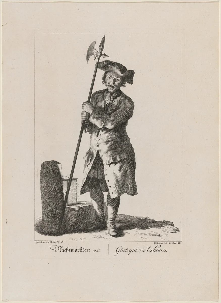 Nachtwächter (Night Watchman) by Johann Georg Mansfeld
Johann Christian Brand, print, 1775