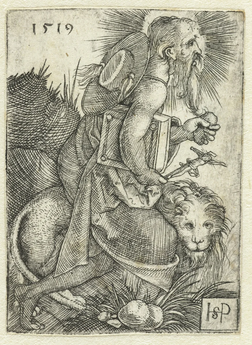 Heilige Hieronymus lopend in woestijn by Unknown, print, 1519