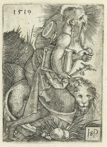 Heilige Hieronymus lopend in woestijn by Unknown, print, 1519