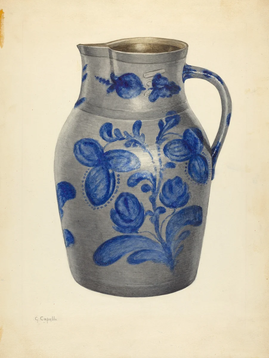 Pitcher by Giacinto Capelli, index of american design, 1940