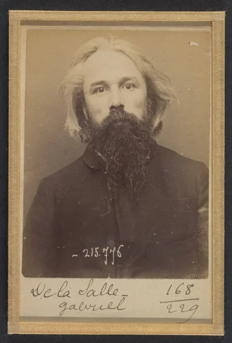 De la Salle. Gabriel. 45 ans, né à Nantes (Loire-Inf.). Publiciste. Disposition du Préfet de Police. 16/3/94. by Alphonse Bertillon, photograph, 1894