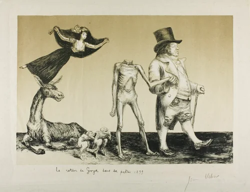 Goya's Return to his Homeland by Jean Veber, print, 1899