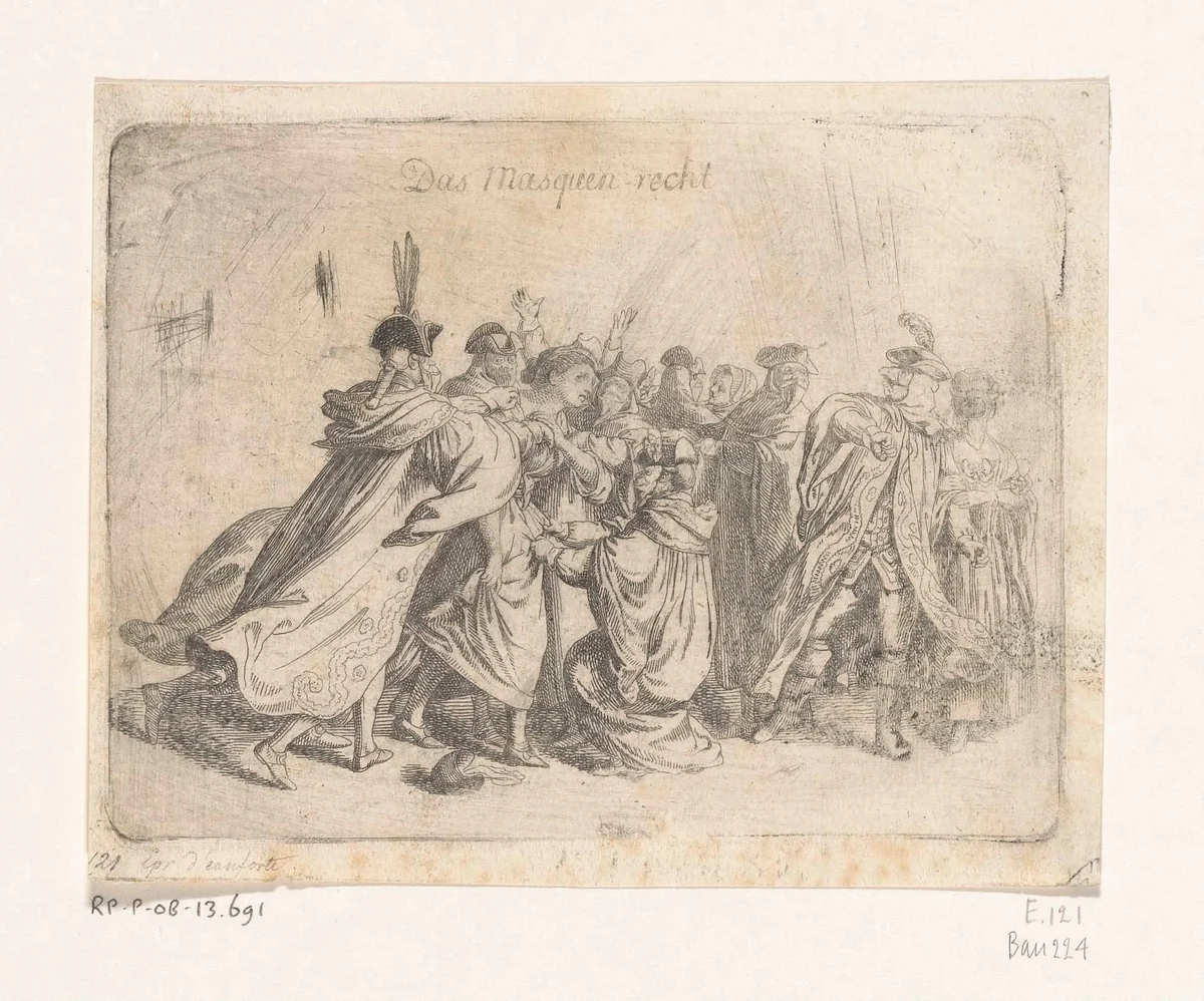 Recht van de gemaskerden by Daniel Nikolaus Chodowiecki, print, 1775