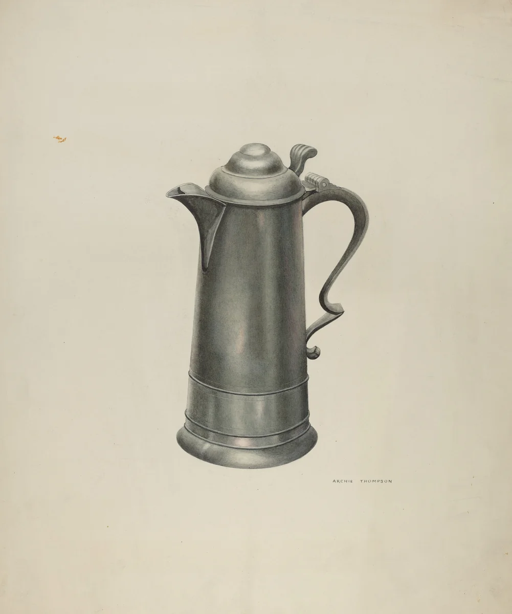 Pewter Flagon by Archie Thompson, index of american design, 1935-1942