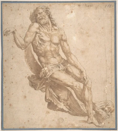 Study for Christ in The Entombment by Bartolomeo Neroni, drawing, 1500-1600