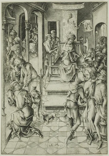 Christ before Annas by Israhel van Meckenem, print, 1475-1485