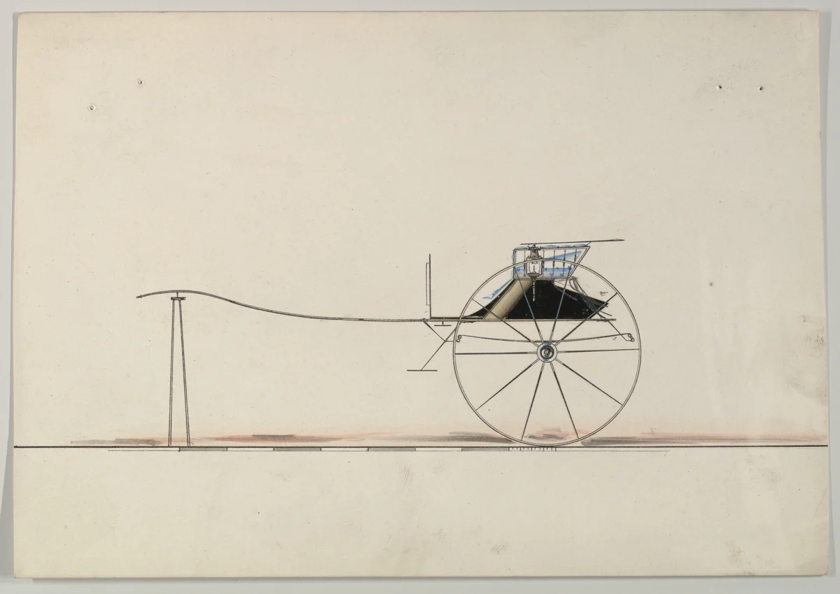 Gig (unnumbered) by Brewster & Co., drawing, 1850-1874