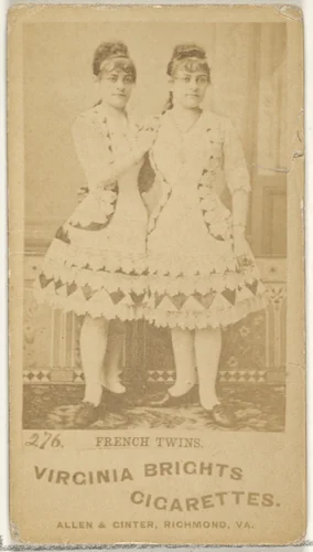 Card 276, French Twins, from the Actors and Actresses series (N45, Type 1) for Virginia Brights Cigarettes by Allen & Ginter, photograph, 1885-1891