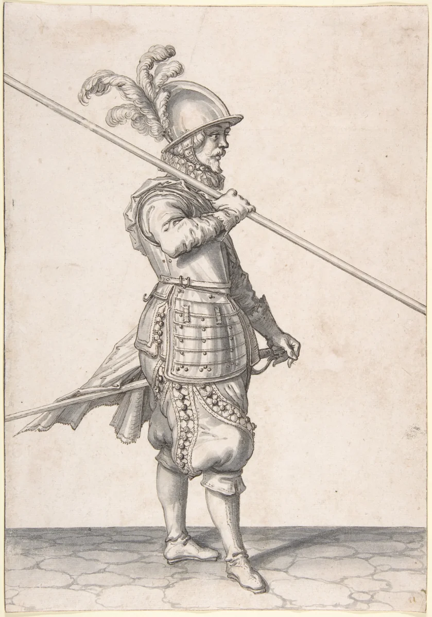 The Soldier Carrying His Pike at the Slope by Jacques de Gheyn II, drawing, 1580-1629