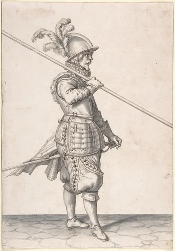 The Soldier Carrying His Pike at the Slope by Jacques de Gheyn II, drawing, 1580-1629