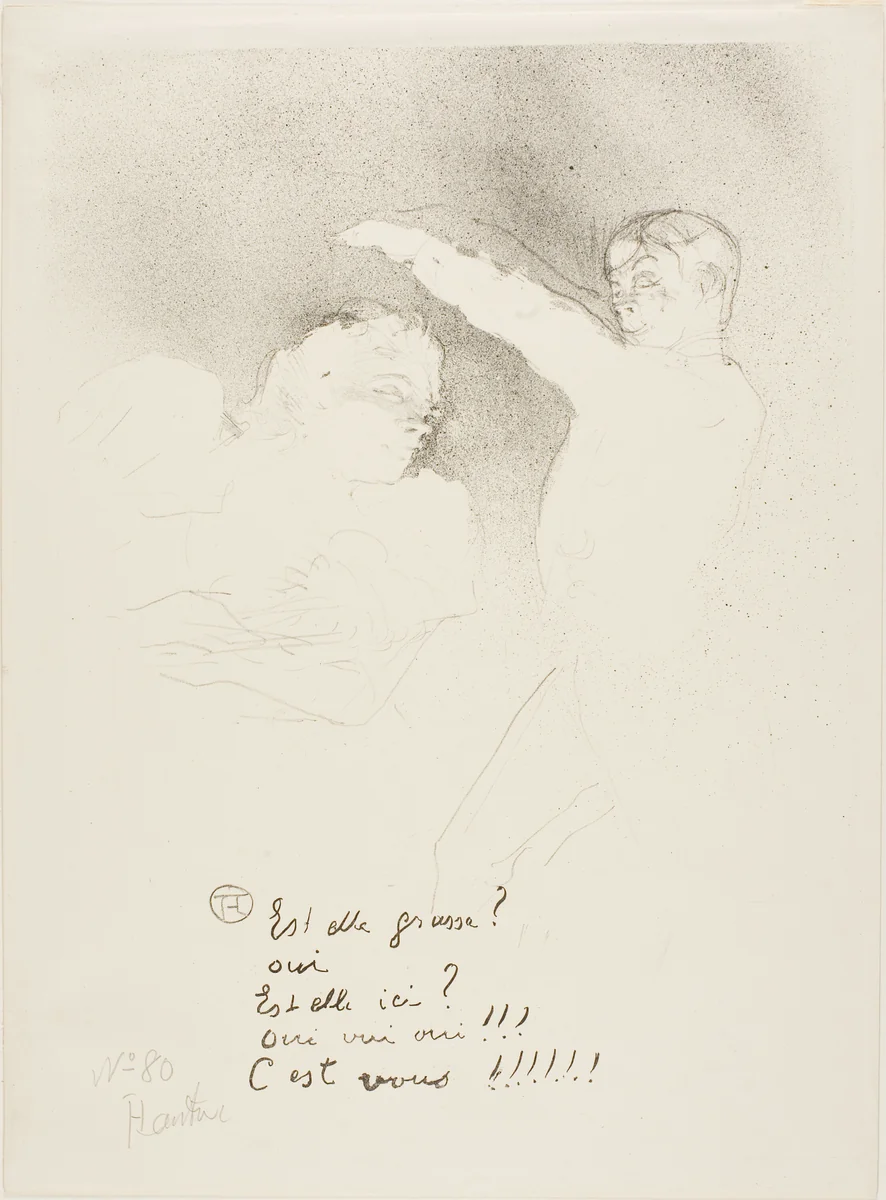 At the Variétés: Mademoiselle Lender and Brasseur by Henri de Toulouse-Lautrec, print, 1893