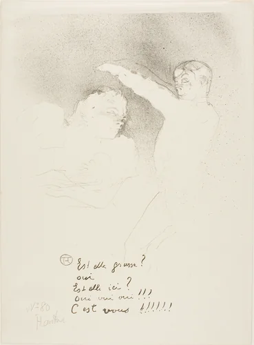 At the Variétés: Mademoiselle Lender and Brasseur by Henri de Toulouse-Lautrec, print, 1893