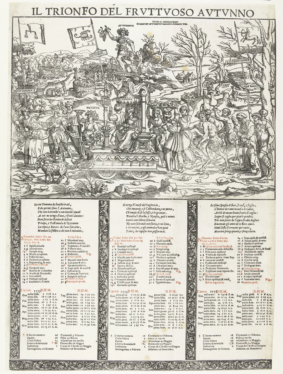 De herfst by anonymous, print, 1537-1550