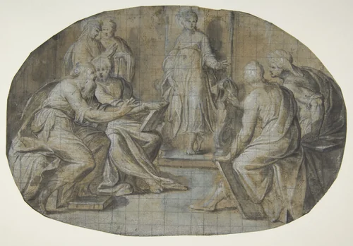The Virgin and Saint Joseph find Jesus Disputing with the Doctors in the Temple by Camillo Procaccini, drawing, 1555-1629