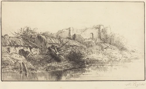 Abandoned Village (Le village abondonne) by Alphonse Legros, print, 1837-1911