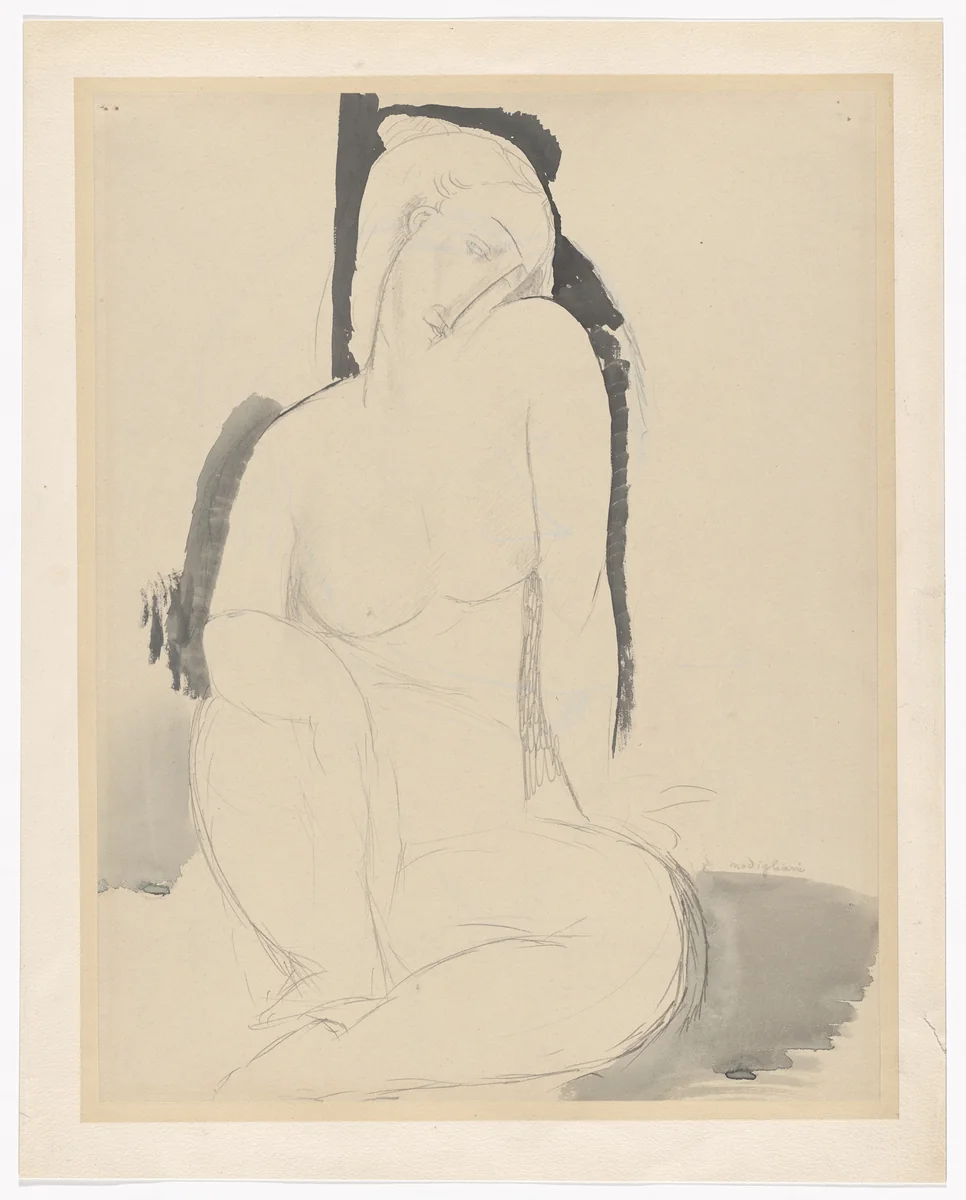 Seated Nude by Amedeo Modigliani, drawing, 1914