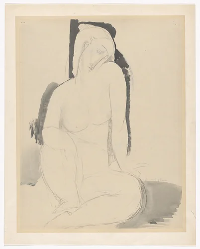 Seated Nude by Amedeo Modigliani, drawing, 1914