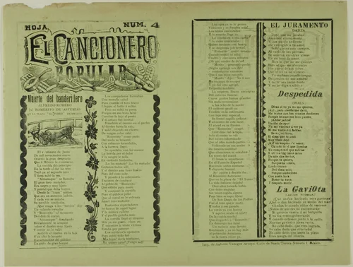 El cancionero popular, hoja num. 4 (The Popular Songbook, Sheet No. 4) by Manuel Manilla, print, 1850-1900