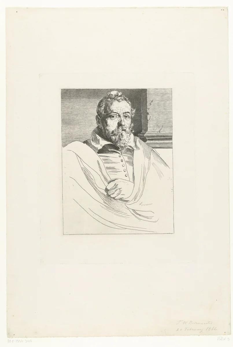 Portret van Frans Francken de oude by Friedrich Wilhelm Burmeister, print, 1855-1915