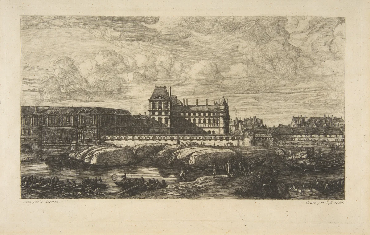 The Old Louvre, Paris, after Zeeman by Charles Meryon, print, 1865-1866