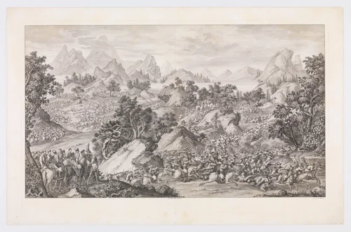 The Battle of Qoš-qulaq by Benoit Louis Prevost, print, 1774