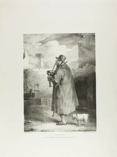 The Piper, plate 1 from Various Subjects Drawn from Life and on Stone (The English Suite) by Jean Louis André Théodore Géricault, print, 1821