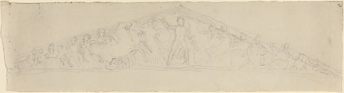 Study for Reconstruction of West Pediment of the Parthenon by John Flaxman, drawing, 1805