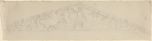 Study for Reconstruction of West Pediment of the Parthenon by John Flaxman, drawing, 1805