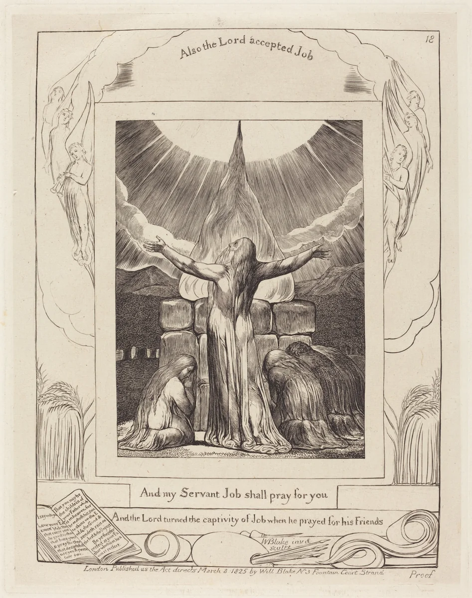 Job's Sacrifice by William Blake, print, 1825