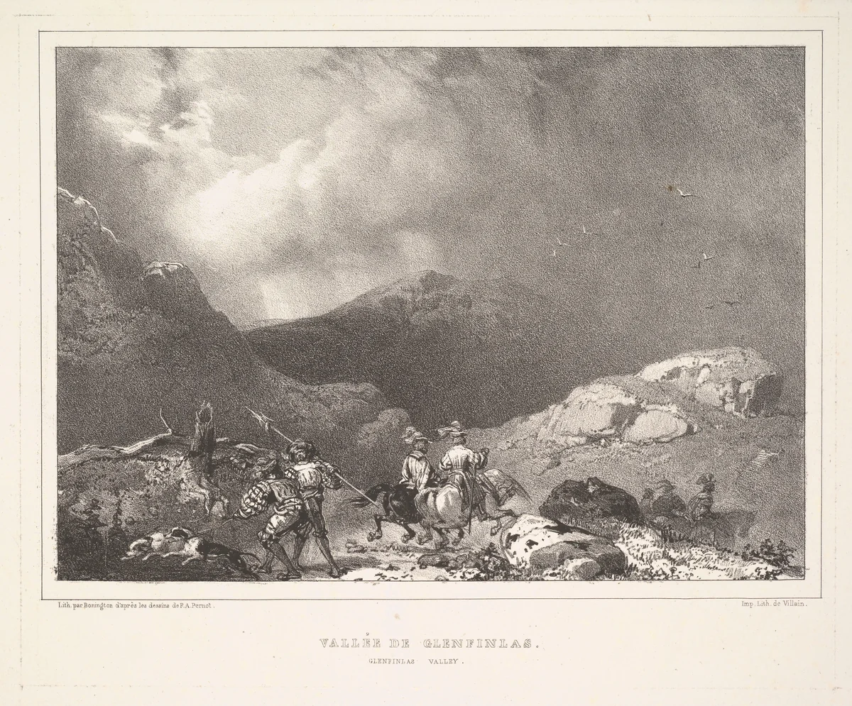 Vallée de Glenfinlas (Glenfinlas Valley), from "Vues Pittoresques de l'Écosse" by Richard Parkes Bonington, print, 1826