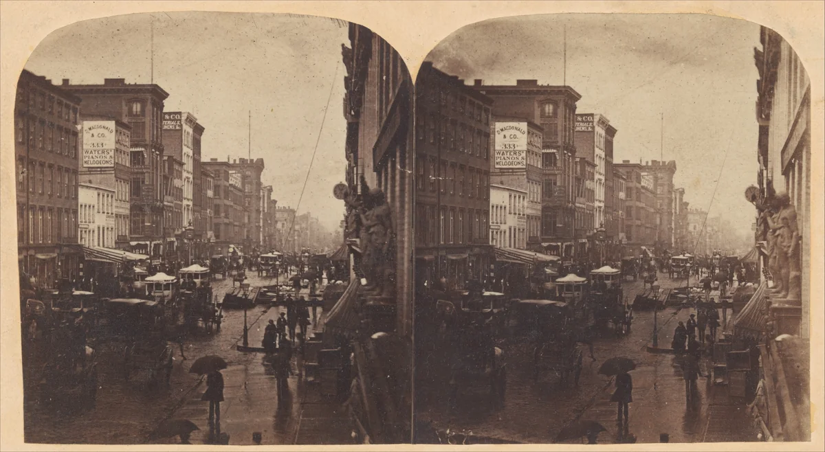 [Broadway in the Rain, likely taken from 308 or 310 Broadway, New York City] by Edward Anthony, photograph, 1858-1862