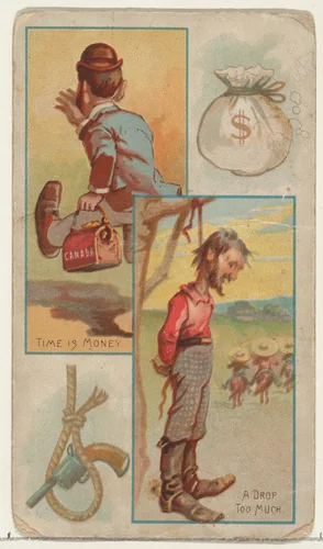Time is Money / A Drop Too Much, from the Jokes series (N118) issued by Duke Sons & Co. to promote Honest Long Cut Tobacco by W. Duke, Sons & Co., print, 1890-1893
