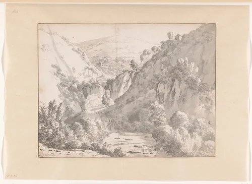 Mountainous Landscape by Albert Meyering, drawing, 1675-1678