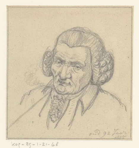 Oude man, op 92-jarige leeftijd by Jean Bernard, drawing, 1815