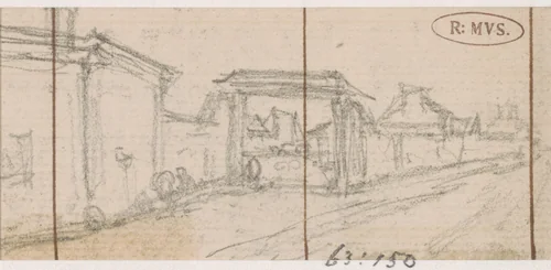 Poort in een muur by Georges Michel, drawing, 1773-1843