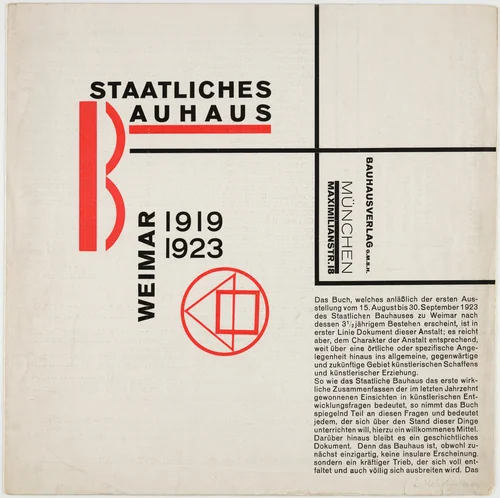 Staatliches Bauhaus Weimar 1919-1923 by László Moholy-Nagy, design, 1923