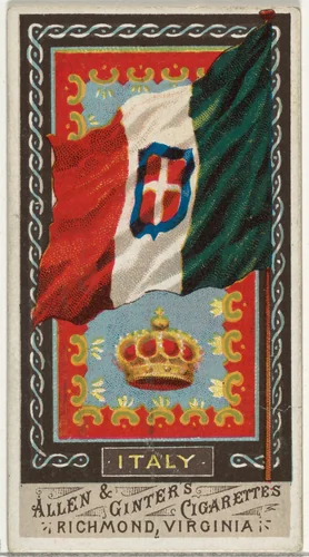 Italy, from Flags of All Nations, Series 1 (N9) for Allen & Ginter Cigarettes Brands by Allen & Ginter, print, 1887