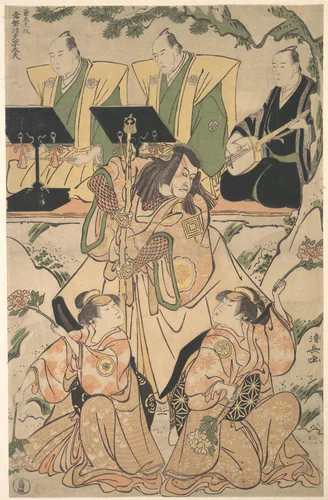 Actors in a Shosa (Combination of Acting and Dancing) Performance by Torii Kiyonaga (鳥居清長), print, 1780-1800