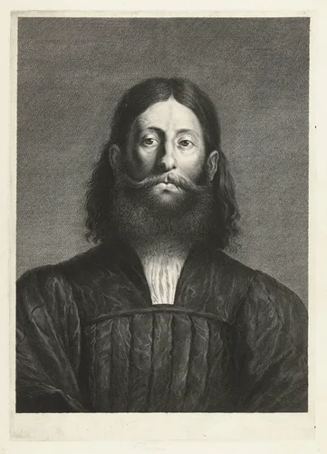 Portret van schilder Giorgione by Cornelis van Dalen, print, 1648-1664