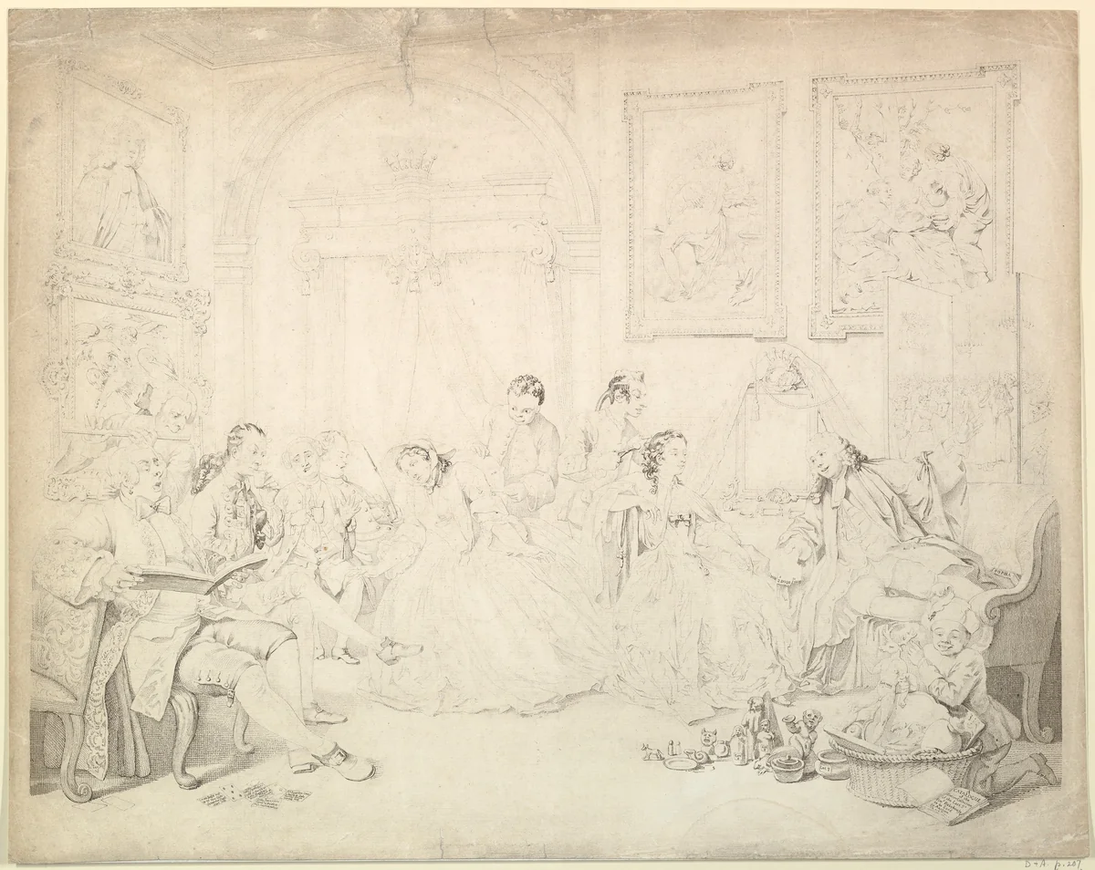 Marriage A-la-Mode, plate IV (reverse copy) by William Hogarth, print, 1750-1850